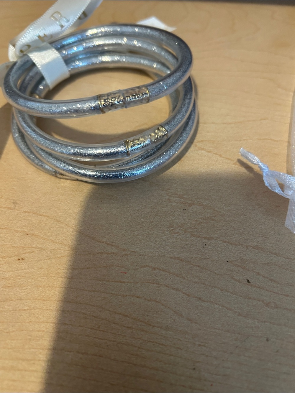 Silver Metallic Coiled Bracelets - Set of 4